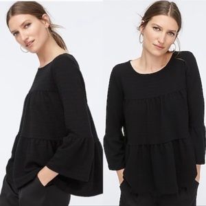 J. Crew | Black Tiered Bell Sleeve Top